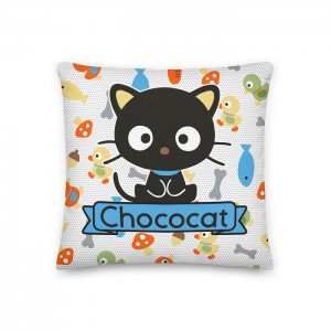 Hello Kitty Chococat Fish & Acorns 18" Square Pillow Černé | CZ_HK66827