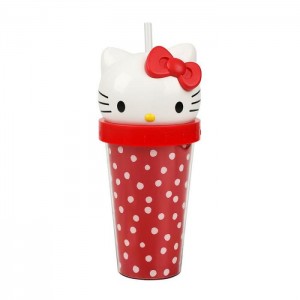 Hello Kitty Hello Kitty 3D Face Travel Tumbler (Dots) Červené | CZ_HK90009