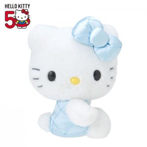 Hello Kitty Hello Kitty 50th Anniv. Plush Mascot (Quilted Blue) Bílé Blankyt | CZ_HK64536