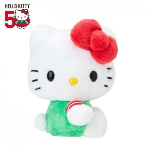 Hello Kitty Hello Kitty 50th Anniv. Plush Mascot (Green Overalls) Zelene Červené | CZ_HK92646