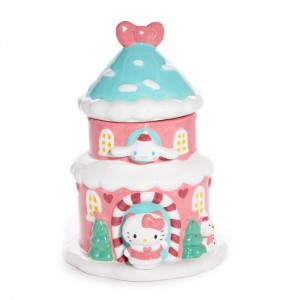 Hello Kitty Hello Kitty and Cinnamoroll Ceramic Holiday Cottage Cookie Jar Růžové Blankyt | CZ_HK92853