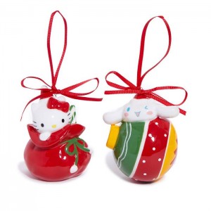 Hello Kitty Hello Kitty and Cinnamoroll 2-pc Holiday Ceramic Ornament Set (Red) Červené Zelene | CZ_HK38437