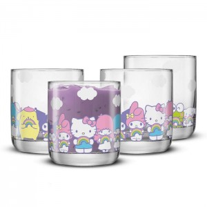 Hello Kitty Hello Kitty and Friends Rainbow Short Drinking Glasses (Set of 4) Fialové | CZ_HK44021