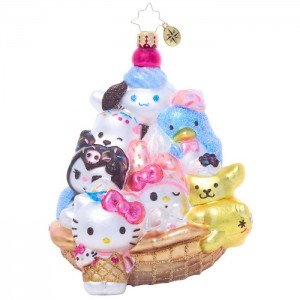 Hello Kitty Hello Kitty and Friends x Christopher Radko Handmade Glass Ornament (Ice Cream Parlor) Viacfarebný | CZ_HK25490