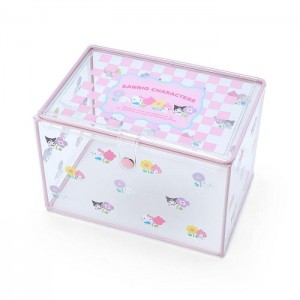 Hello Kitty Sanrio Characters Clear Storage Case (Pastel Check Series) Růžové | CZ_HK54670