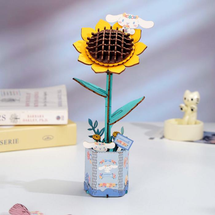 Hello Kitty Cinnamoroll Sunflower 3D Wooden Puzzle Žluté | CZ_HK14625