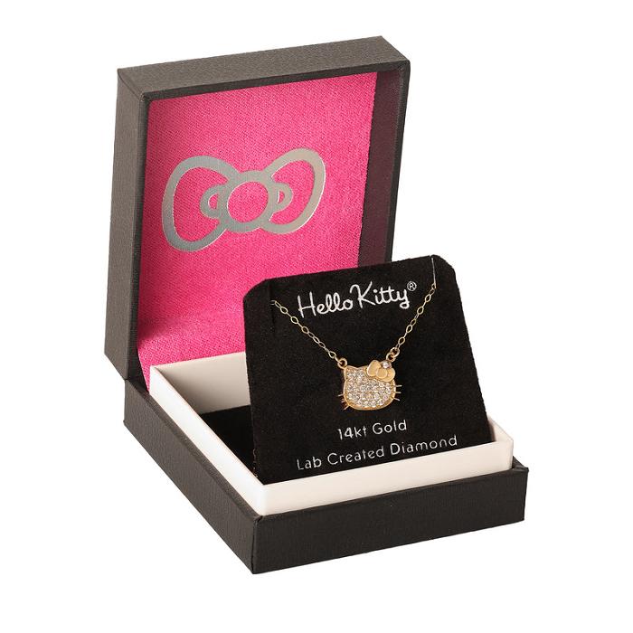 Hello Kitty Hello Kitty 14K Yellow Gold Pavé Diamond Necklace Zlaté | CZ_HK51608