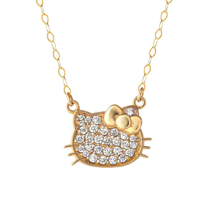 Hello Kitty Hello Kitty 14K Yellow Gold Pavé Diamond Necklace Zlaté | CZ_HK51608