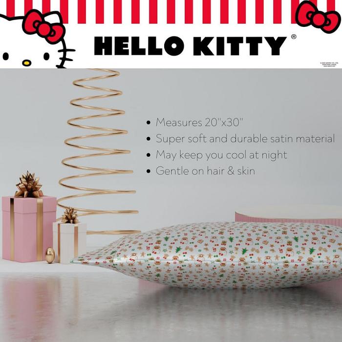 Hello Kitty Hello Kitty Holiday Satin Pillowcase Červené Zelene | CZ_HK38951