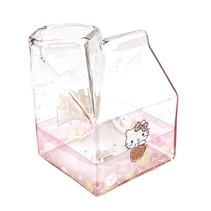 Hello Kitty Hello Kitty Kawaii Glass Milk Carton Cup Růžové | CZ_HK49105