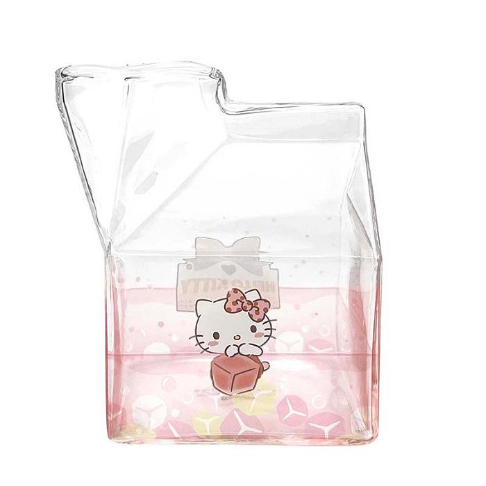 Hello Kitty Hello Kitty Kawaii Glass Milk Carton Cup Růžové | CZ_HK49105