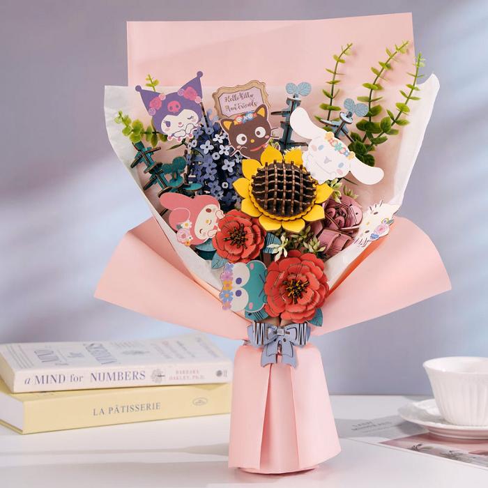 Hello Kitty Hello Kitty and Friends Flower Bouquet 3D Wooden Puzzle Viacfarebný | CZ_HK79593