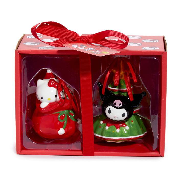 Hello Kitty Hello Kitty and Kuromi 2-pc Holiday Ceramic Ornament Set (Red) Červené Zelene | CZ_HK15363