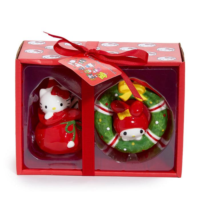 Hello Kitty Hello Kitty and My Melody 2-pc Holiday Ceramic Ornament Set (Red) Červené Zelene | CZ_HK47086