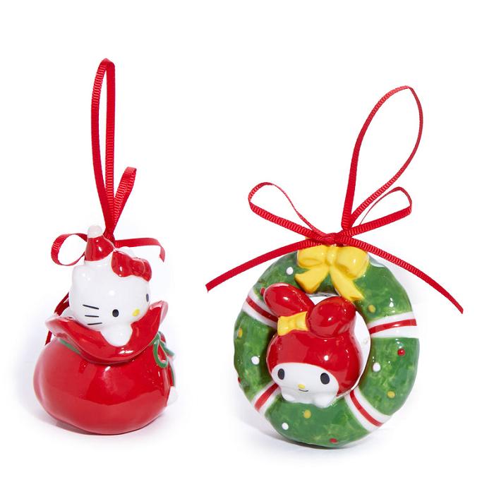 Hello Kitty Hello Kitty and My Melody 2-pc Holiday Ceramic Ornament Set (Red) Červené Zelene | CZ_HK47086