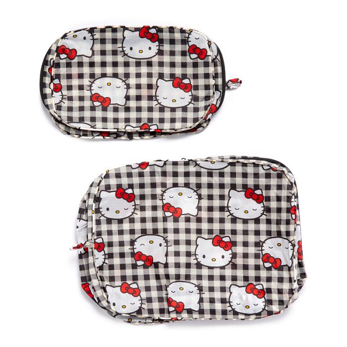 Hello Kitty Hello Kitty x Baggu 50th Anniversary Packing Cube Set (Black Gingham) Černé | CZ_HK53135