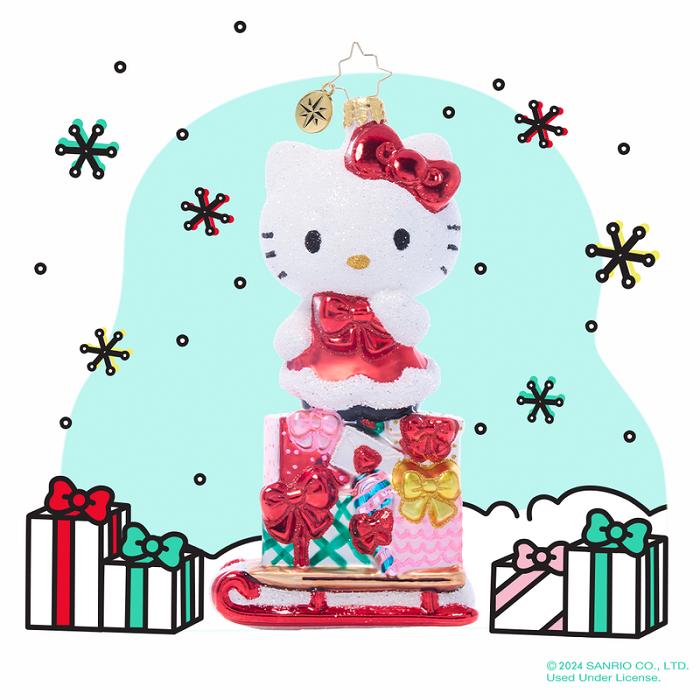 Hello Kitty Hello Kitty x Christopher Radko Handmade Glass Ornament (Happy Holidays) Červené | CZ_HK99581