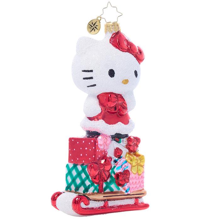 Hello Kitty Hello Kitty x Christopher Radko Handmade Glass Ornament (Happy Holidays) Červené | CZ_HK99581