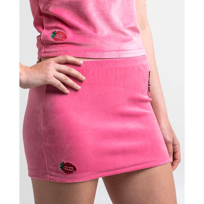 Hello Kitty Hello Kitty x Dumbgood Pink Velour Mini Skirt (50th Anniv.) Růžové | CZ_HK25786