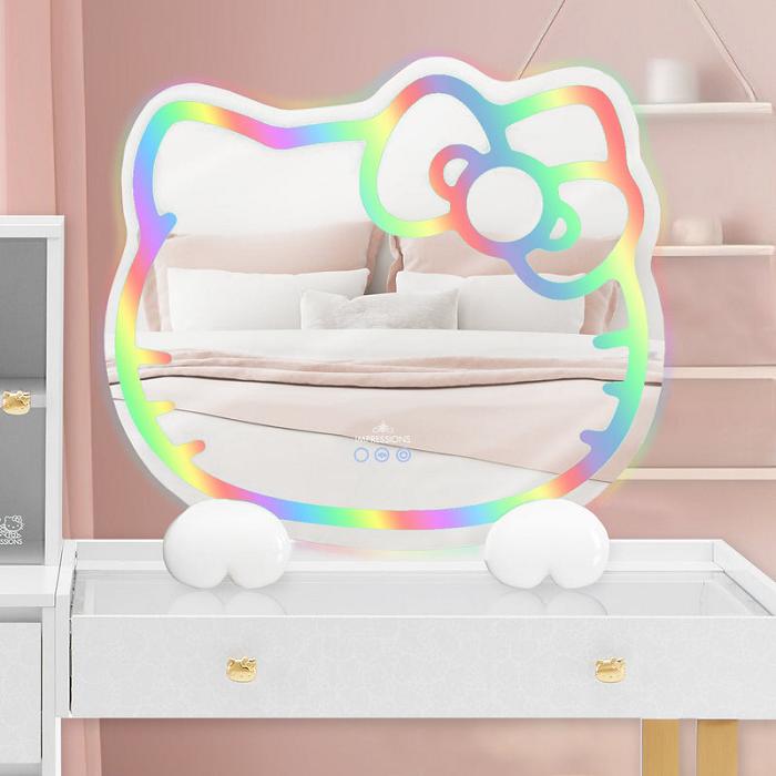 Hello Kitty Hello Kitty x Impressions Vanity RGB Wall Mirror 2.0 W/ Bluetooth Speakers and Specialty Base Bílé | CZ_HK39309