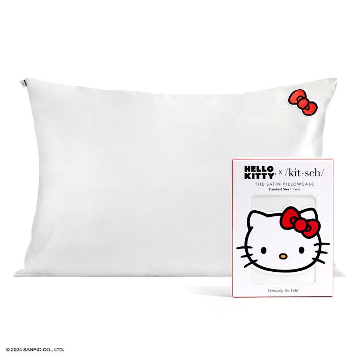 Hello Kitty Hello Kitty x Kitsch Bow Pillowcase (Solid Ivory) Bílé | CZ_HK58021