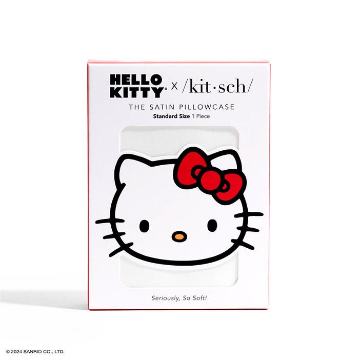 Hello Kitty Hello Kitty x Kitsch Bow Pillowcase (Solid Ivory) Bílé | CZ_HK58021