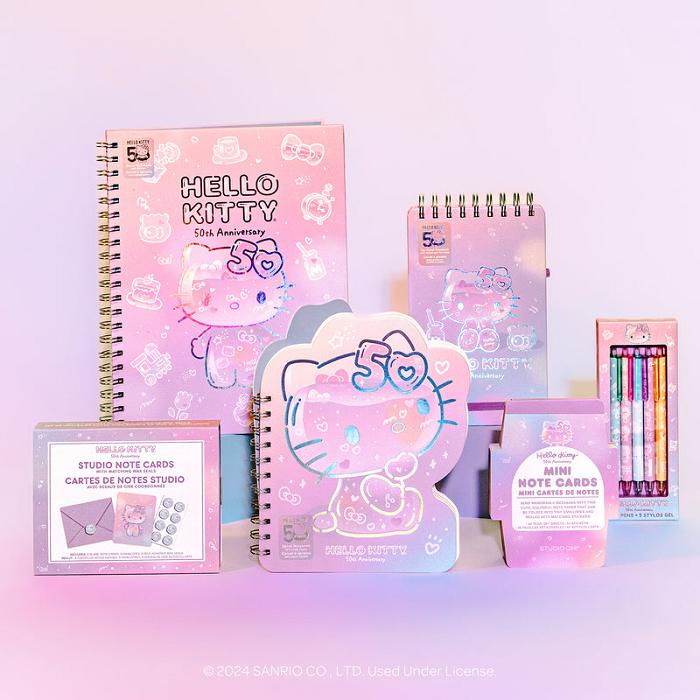 Hello Kitty Hello Kitty x Studio Oh! 50th Anniversary Extra-Large Spiral Notebook & Sticker Sheet Růžové | CZ_HK46135