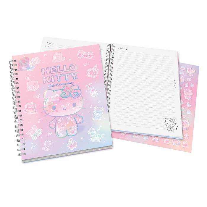 Hello Kitty Hello Kitty x Studio Oh! 50th Anniversary Extra-Large Spiral Notebook & Sticker Sheet Růžové | CZ_HK46135