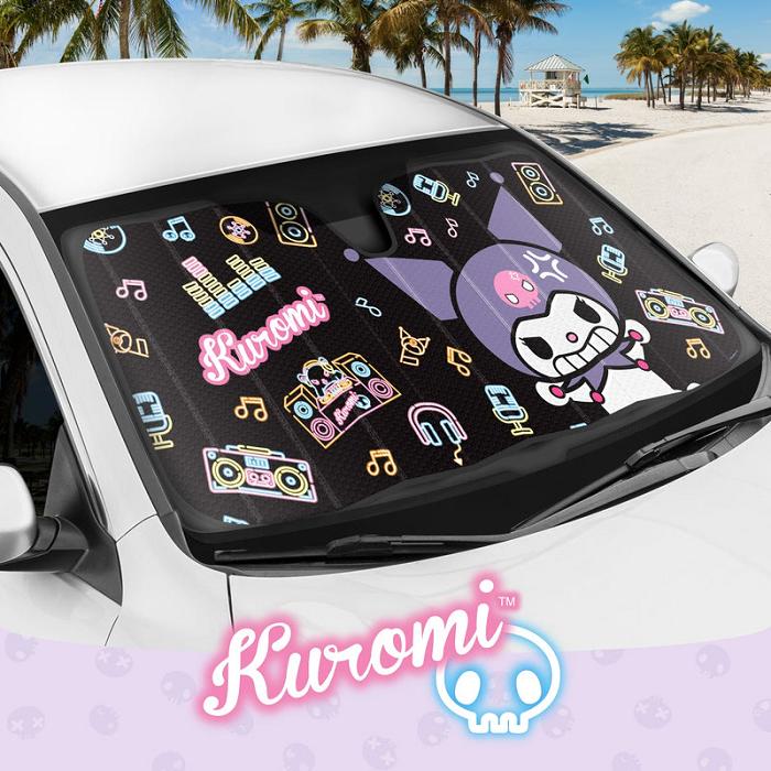 Hello Kitty Kuromi Car Sun Shade (Neon Party) Černé | CZ_HK74819