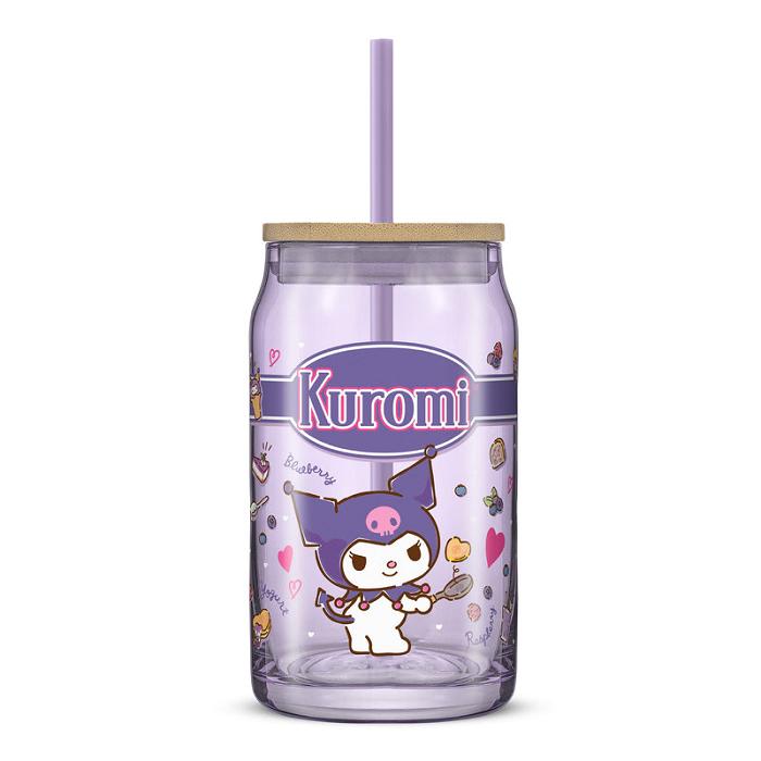 Hello Kitty Kuromi Favorite Flavor Lidded Glass Tumbler Fialové | CZ_HK61228