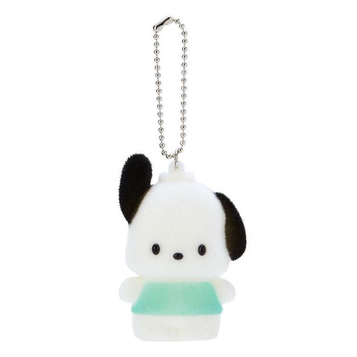 Hello Kitty Pochacco Flocked Keychain Mascot Bílé Zelene | CZ_HK22924