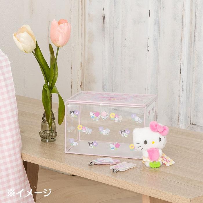 Hello Kitty Sanrio Characters Clear Storage Case (Pastel Check Series) Růžové | CZ_HK54670