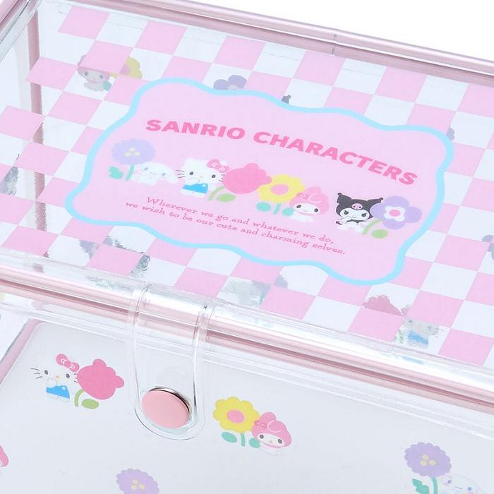 Hello Kitty Sanrio Characters Clear Storage Case (Pastel Check Series) Růžové | CZ_HK54670