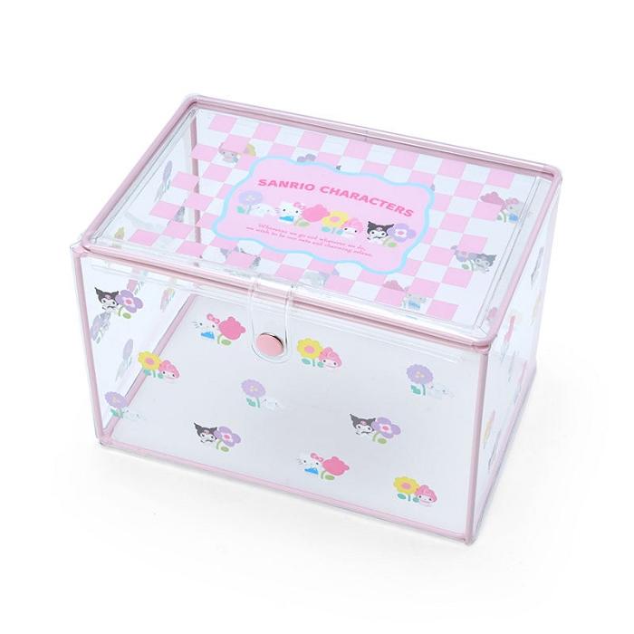 Hello Kitty Sanrio Characters Clear Storage Case (Pastel Check Series) Růžové | CZ_HK54670