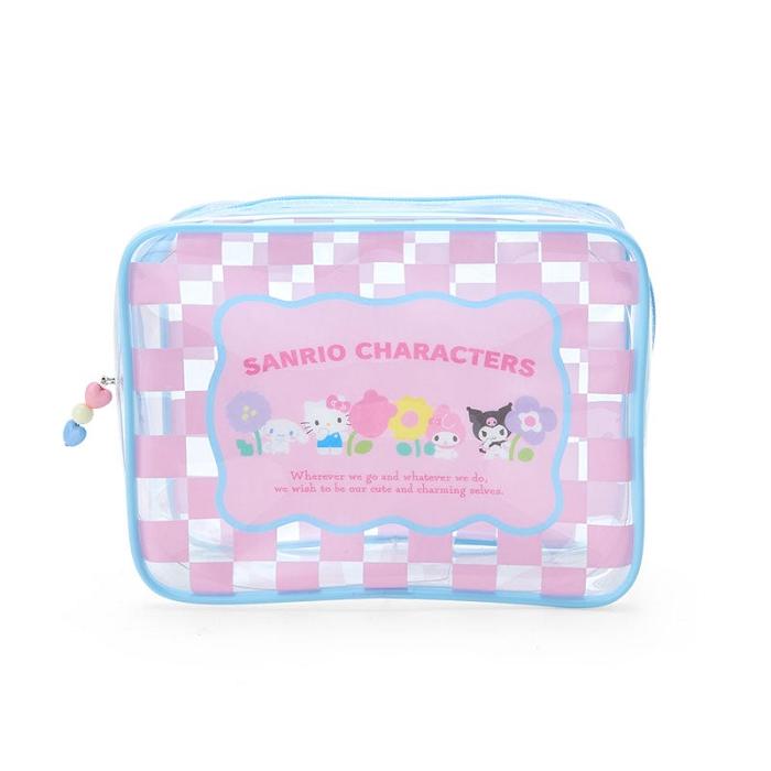 Hello Kitty Sanrio Characters Clear Zipper (Pastel Check Series) Růžové | CZ_HK75420